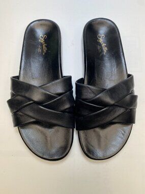 Seychelles Womens Low Key Glow Up Leather Black Sandal Sz 10